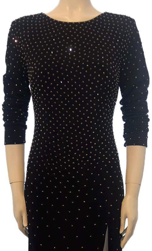 Vestido Longo em Jersey, bordado em Strass, da marca Jovani