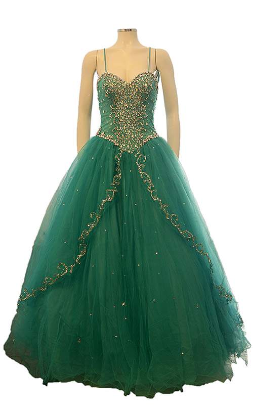 vestido de debutante verde
