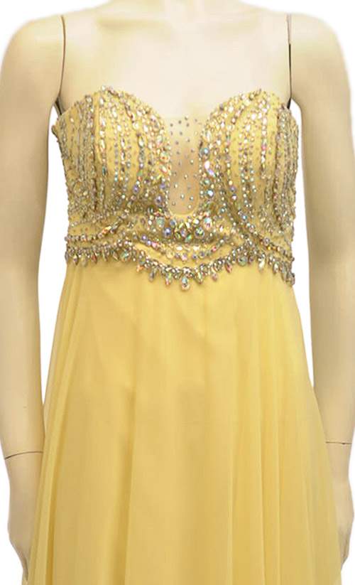 Vestido Chiffon de Seda, pala bordada, da marca Alyce Paris