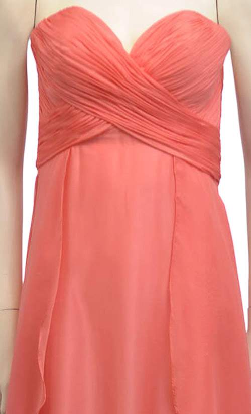 Vestido Longo em Chiffon de Seda, detalhe no busto em nervuras, da Marca Alyce Paris